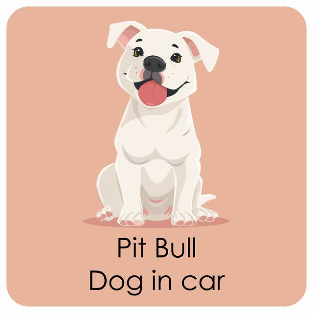 Pit Bull ピットブル DOG IN CAR パステル くすみカラー スタイル アニメ風 ステッカー 13x13cm 正方形 シール カーステッカー