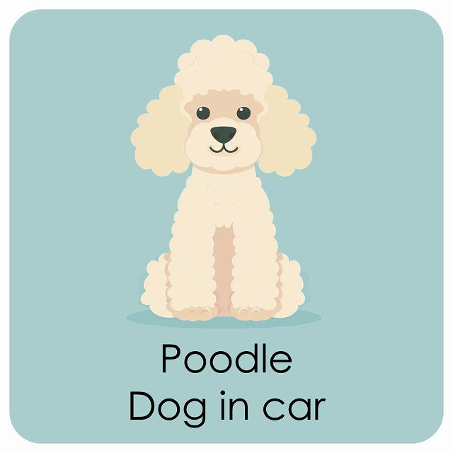 Poodle プードル DOG IN CAR パステル くすみカラー スタイル アニメ風 ステッカー 13x13cm 正方形 シール カーステッカー