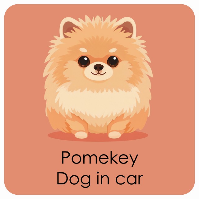 Pomekey ポメキー DOG IN CAR パステル くすみカラー スタイル アニメ風 ステッカー 13x13cm 正方形 シール カーステッカー