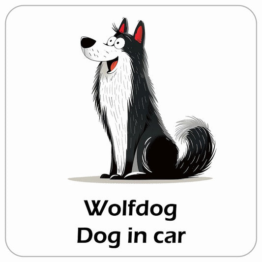Wolfdog ウルフドッグ DOG IN CAR アメリカン カートゥーン スタイル アニメ風 ステッカー 13x13cm 正方形