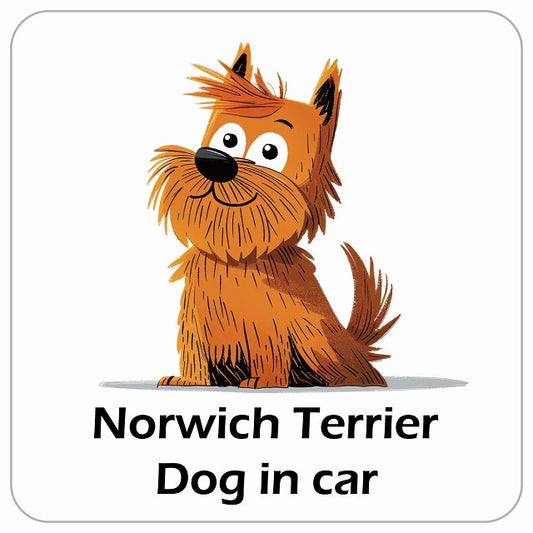 Norwich Terrier ノーリッチテリア DOG IN CAR アメリカン カートゥーン スタイル アニメ風 ステッカー 13x13cm 正方形