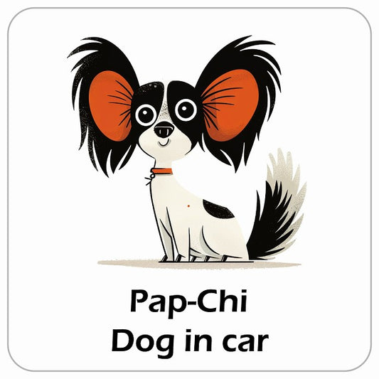 Pap-Chi パピチワ DOG IN CAR アメリカン カートゥーン スタイル アニメ風 ステッカー 13x13cm 正方形