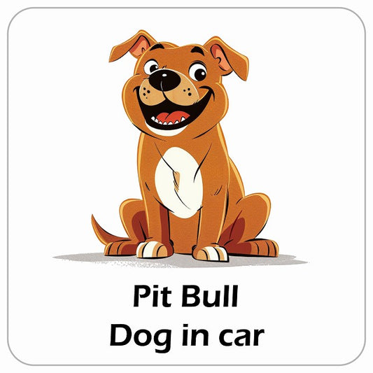 Pit Bull ピットブル DOG IN CAR アメリカン カートゥーン スタイル アニメ風 ステッカー 13x13cm 正方形