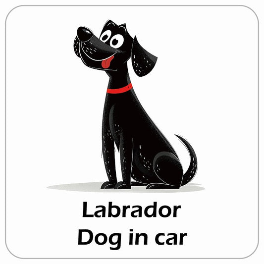 Labrador ラブラドール DOG IN CAR アメリカン カートゥーン スタイル アニメ風 ステッカー 13x13cm 正方形