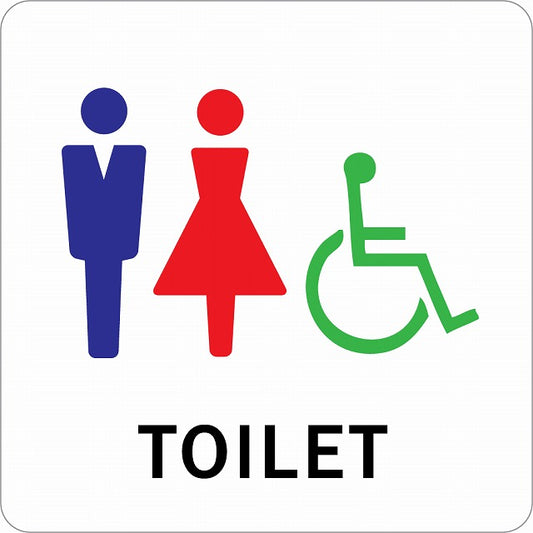 トイレ 御手洗 TOILET 男女 車椅子 Cタイプ ステッカー 正方形 シール サインステッカー 案内表示 施設用 ピクトサイン ピクトグラム 選べるサイズ