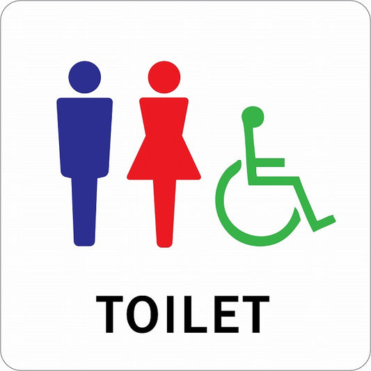 トイレ 御手洗 TOILET 男女 車椅子 Aタイプ ステッカー 正方形 シール サインステッカー 案内表示 施設用 ピクトサイン ピクトグラム 選べるサイズ