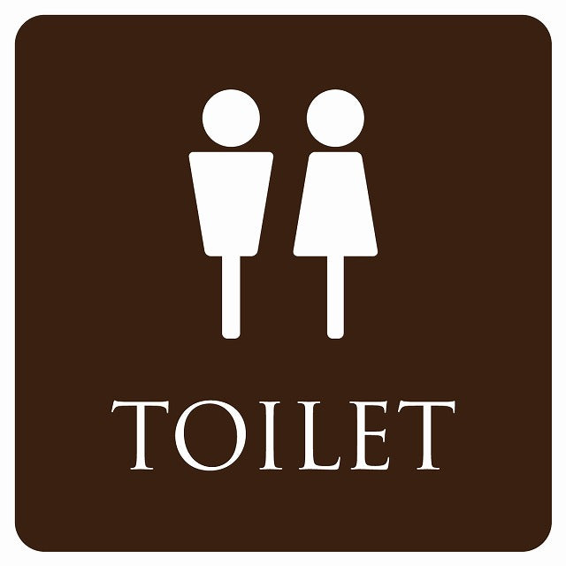 トイレ 御手洗 TOILET トイレマーク ブラウン ホワイト 男女マーク ステッカー 正方形 シール サインステッカー 案内表示 施設用 ピクトサイン ピクトグラム 選べるサイズ