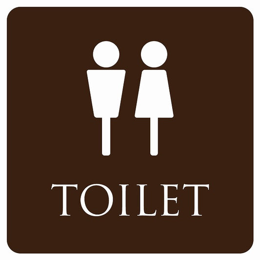 トイレ 御手洗 TOILET トイレマーク ブラウン ホワイト 男女マーク ステッカー 正方形 シール サインステッカー 案内表示 施設用 ピクトサイン ピクトグラム 選べるサイズ