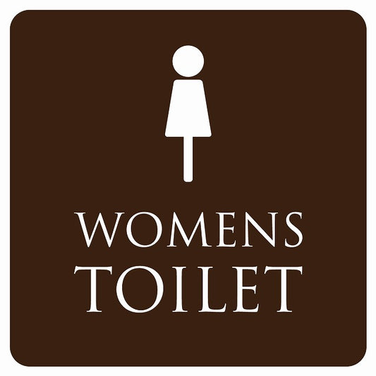 トイレ 御手洗 TOILET トイレマーク ブラウン ホワイト WOMENS ステッカー 正方形 シール サインステッカー 案内表示 施設用 ピクトサイン ピクトグラム 選べるサイズ