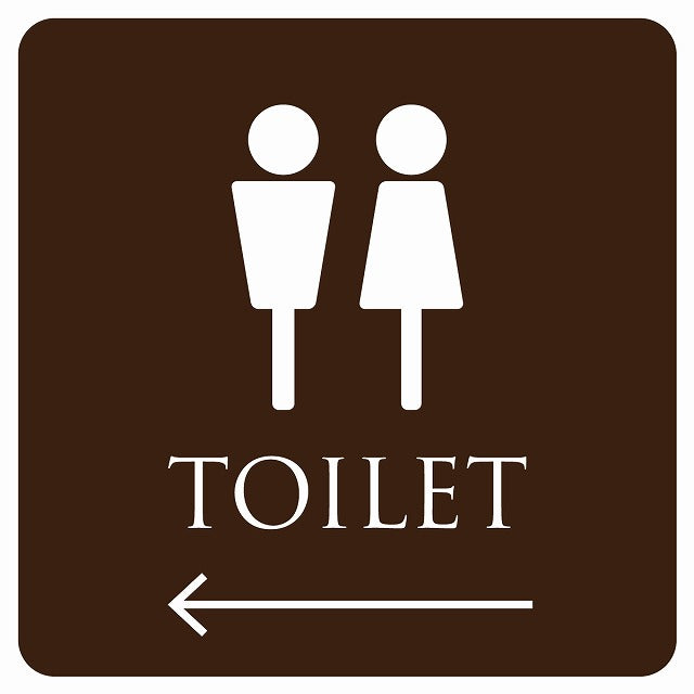 トイレ 御手洗 TOILET トイレマーク ブラウン ホワイト 男女マーク 左 矢印 ステッカー 正方形 シール サインステッカー 誘導表示 ピクトサイン ピクトグラム 選べるサイズ