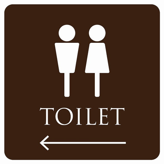 トイレ 御手洗 TOILET トイレマーク ブラウン ホワイト 男女マーク 左 矢印 ステッカー 正方形 シール サインステッカー 誘導表示 ピクトサイン ピクトグラム 選べるサイズ