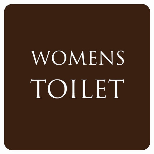 トイレ 御手洗 TOILET トイレマーク ブラウン ホワイト WOMENS 文字タイプ ステッカー 正方形 シール サインステッカー 案内表示 施設用 ピクトサイン ピクトグラム 選べるサイズ