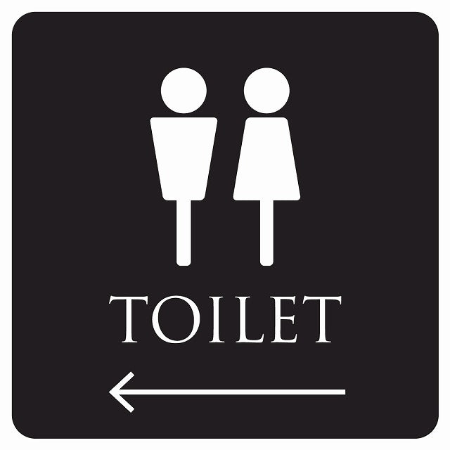 トイレ 御手洗 TOILET トイレマーク ブラック ホワイト 男女マーク 左 矢印 ステッカー 正方形 シール サインステッカー 誘導表示 ピクトサイン ピクトグラム 選べるサイズ