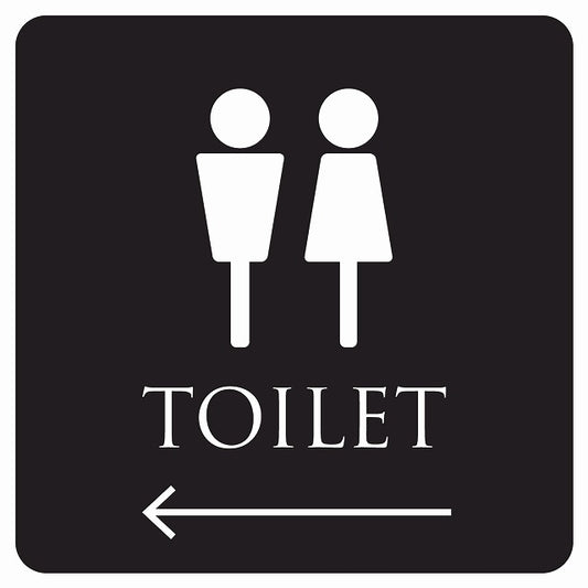トイレ 御手洗 TOILET トイレマーク ブラック ホワイト 男女マーク 左 矢印 ステッカー 正方形 シール サインステッカー 誘導表示 ピクトサイン ピクトグラム 選べるサイズ