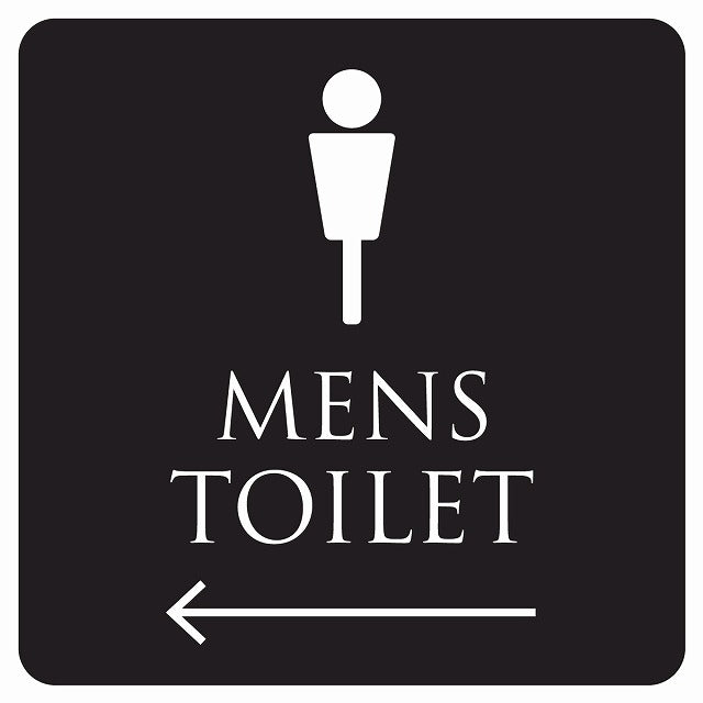 トイレ 御手洗 TOILET トイレマーク ブラック ホワイト MENS 左 矢印 ステッカー 正方形 シール サインステッカー 誘導表示 ピクトサイン ピクトグラム 選べるサイズ