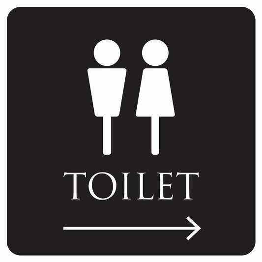 トイレ 御手洗 TOILET トイレマーク ブラック ホワイト 男女マーク 右 矢印 ステッカー 正方形 シール サインステッカー 誘導表示 ピクトサイン ピクトグラム 選べるサイズ