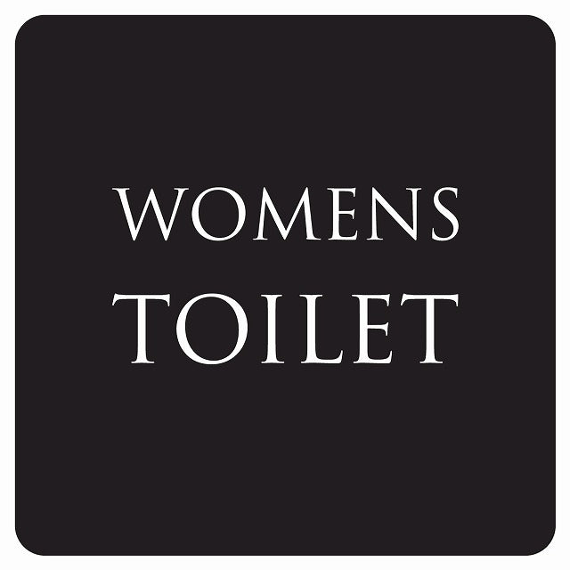 トイレ 御手洗 TOILET トイレマーク ブラック ホワイト WOMENS 文字タイプ ステッカー 正方形 シール サインステッカー 案内表示 施設用 ピクトサイン ピクトグラム 選べるサイズ