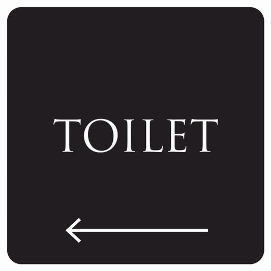 トイレ 御手洗 TOILET トイレマーク ブラック ホワイト 左 矢印 文字タイプ ステッカー 正方形 シール サインステッカー 誘導表示 ピクトサイン ピクトグラム 選べるサイズ