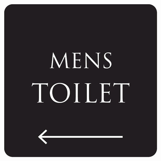 トイレ 御手洗 TOILET トイレマーク ブラック ホワイト MENS 左 矢印 文字タイプ ステッカー 正方形 シール サインステッカー 誘導表示 ピクトサイン ピクトグラム 選べるサイズ