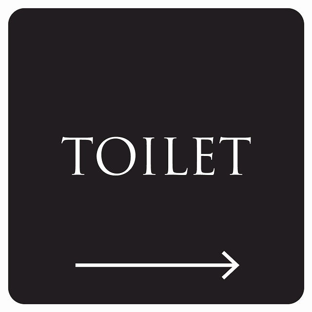 トイレ 御手洗 TOILET トイレマーク ブラック ホワイト 右 矢印 文字タイプ ステッカー 正方形 シール サインステッカー 誘導表示 ピクトサイン ピクトグラム 選べるサイズ