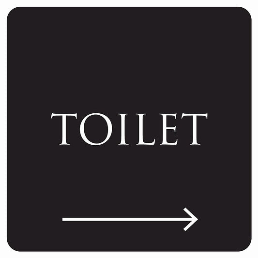 トイレ 御手洗 TOILET トイレマーク ブラック ホワイト 右 矢印 文字タイプ ステッカー 正方形 シール サインステッカー 誘導表示 ピクトサイン ピクトグラム 選べるサイズ