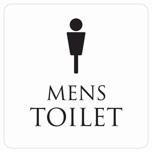 トイレ 御手洗 TOILET トイレマーク ホワイト ブラック MENS ステッカー 正方形 シール サインステッカー 案内表示 施設用 ピクトサイン ピクトグラム 選べるサイズ