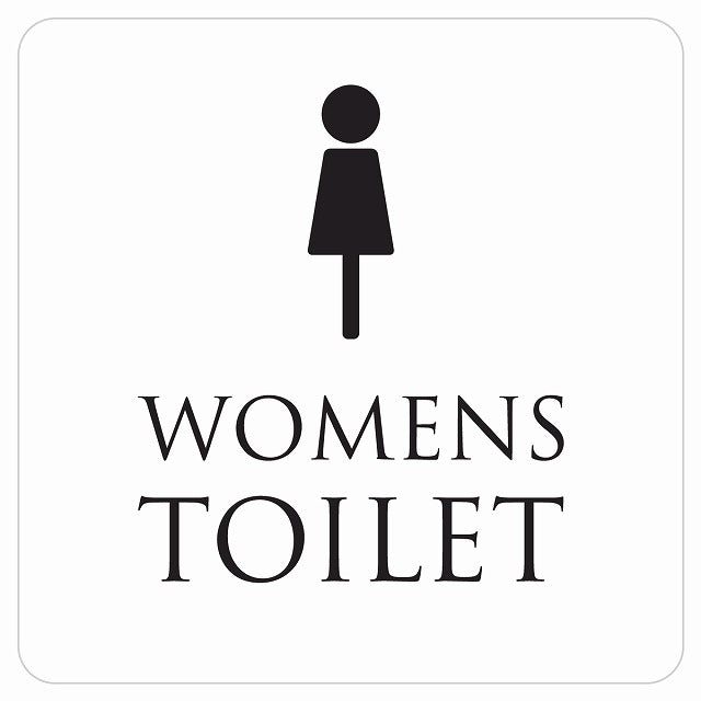 トイレ 御手洗 TOILET トイレマーク ホワイト ブラック WOMENS ステッカー 正方形 シール サインステッカー 案内表示 施設用 ピクトサイン ピクトグラム 選べるサイズ