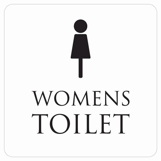 トイレ 御手洗 TOILET トイレマーク ホワイト ブラック WOMENS ステッカー 正方形 シール サインステッカー 案内表示 施設用 ピクトサイン ピクトグラム 選べるサイズ
