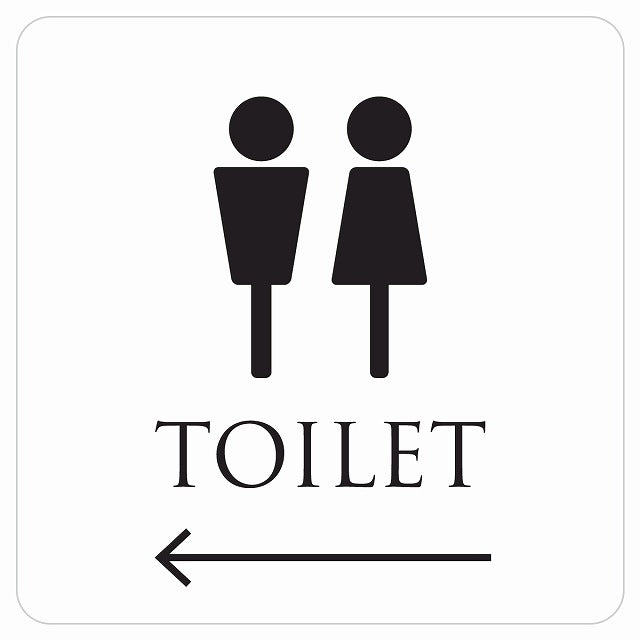 トイレ 御手洗 TOILET トイレマーク ホワイト ブラック 男女マーク 左 矢印 ステッカー 正方形 シール サインステッカー 誘導表示 ピクトサイン ピクトグラム 選べるサイズ