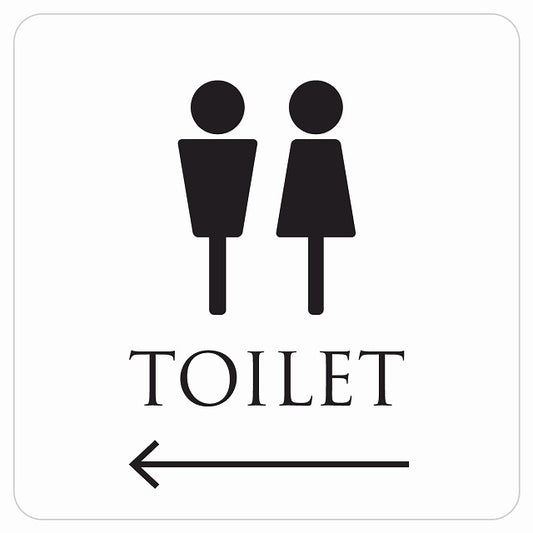 トイレ 御手洗 TOILET トイレマーク ホワイト ブラック 男女マーク 左 矢印 ステッカー 正方形 シール サインステッカー 誘導表示 ピクトサイン ピクトグラム 選べるサイズ