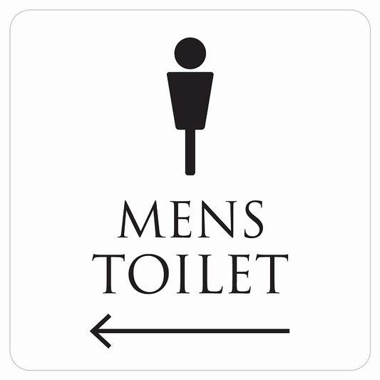 トイレ 御手洗 TOILET トイレマーク ホワイト ブラック MENS 左 矢印 ステッカー 正方形 シール サインステッカー 誘導表示 ピクトサイン ピクトグラム 選べるサイズ