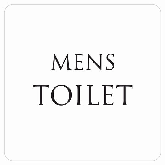 トイレ 御手洗 TOILET トイレマーク ホワイト ブラック MENS 文字タイプ ステッカー 正方形 シール サインステッカー 案内表示 施設用 ピクトサイン ピクトグラム 選べるサイズ