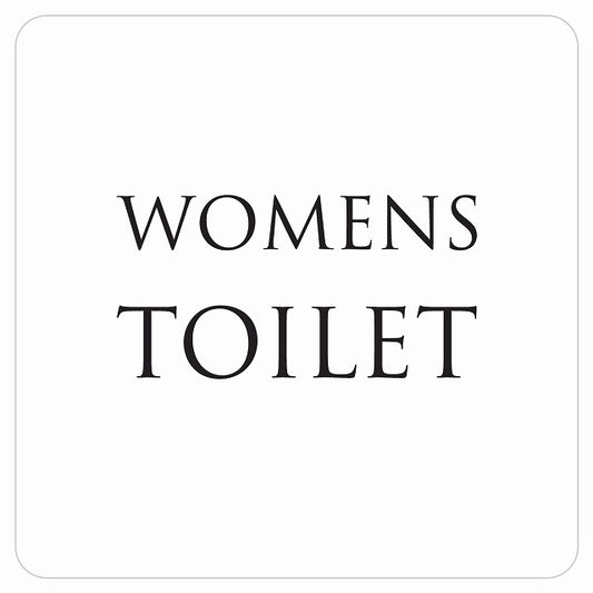トイレ 御手洗 TOILET トイレマーク ホワイト ブラック WOMENS 文字タイプ ステッカー 正方形 シール サインステッカー 案内表示 施設用 ピクトサイン ピクトグラム 選べるサイズ