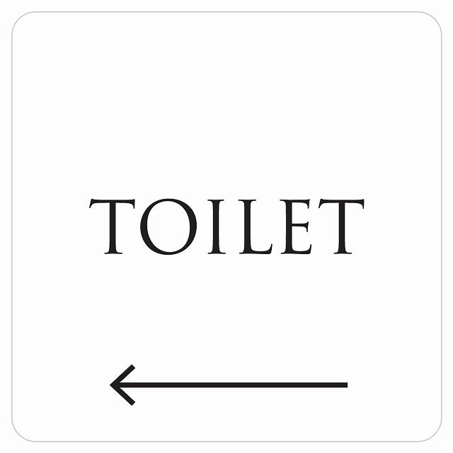 トイレ 御手洗 TOILET トイレマーク ホワイト ブラック 左 文字タイプ ステッカー 正方形 シール サインステッカー 案内表示 施設用 ピクトサイン ピクトグラム 選べるサイズ