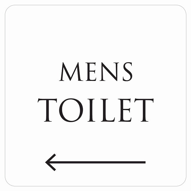 トイレ 御手洗 TOILET トイレマーク ホワイト ブラック MENS 左 文字タイプ ステッカー 正方形 シール サインステッカー 案内表示 施設用 ピクトサイン ピクトグラム 選べるサイズ
