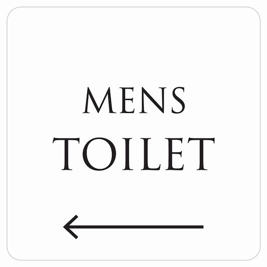 トイレ 御手洗 TOILET トイレマーク ホワイト ブラック MENS 左 文字タイプ ステッカー 正方形 シール サインステッカー 案内表示 施設用 ピクトサイン ピクトグラム 選べるサイズ