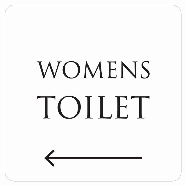 トイレ 御手洗 TOILET トイレマーク ホワイト ブラック WOMENS 左 文字タイプ ステッカー 正方形 シール サインステッカー 案内表示 施設用 ピクトサイン ピクトグラム 選べるサイズ