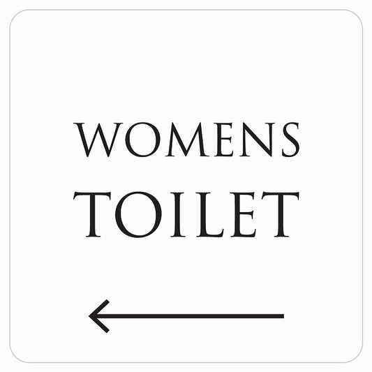 トイレ 御手洗 TOILET トイレマーク ホワイト ブラック WOMENS 左 文字タイプ ステッカー 正方形 シール サインステッカー 案内表示 施設用 ピクトサイン ピクトグラム 選べるサイズ