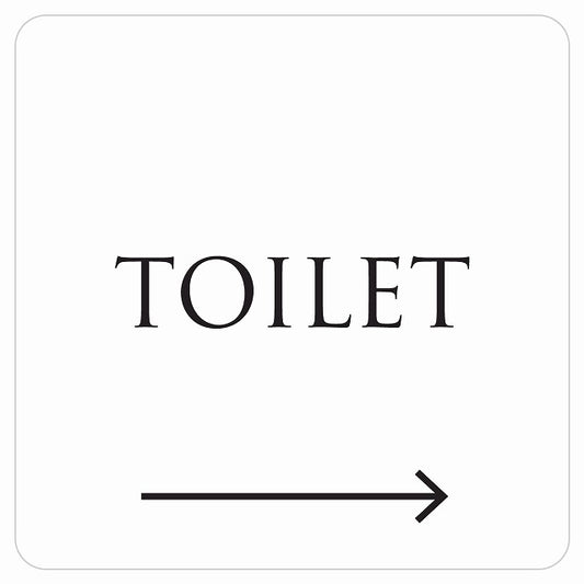 トイレ 御手洗 TOILET トイレマーク ホワイト ブラック 右 文字タイプ ステッカー 正方形 シール サインステッカー 案内表示 施設用 ピクトサイン ピクトグラム 選べるサイズ