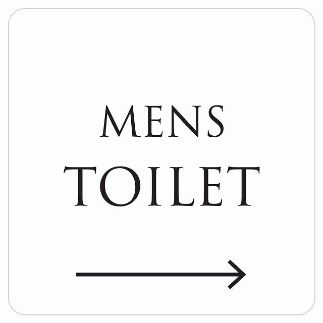 トイレ 御手洗 TOILET トイレマーク ホワイト ブラック MENS 右 文字タイプ ステッカー 正方形 シール サインステッカー 案内表示 施設用 ピクトサイン ピクトグラム 選べるサイズ