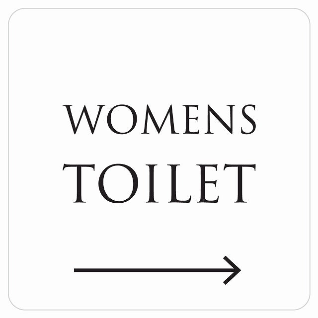 トイレ 御手洗 TOILET トイレマーク ホワイト ブラック WOMENS 右 文字タイプ ステッカー 正方形 シール サインステッカー 案内表示 施設用 ピクトサイン ピクトグラム 選べるサイズ