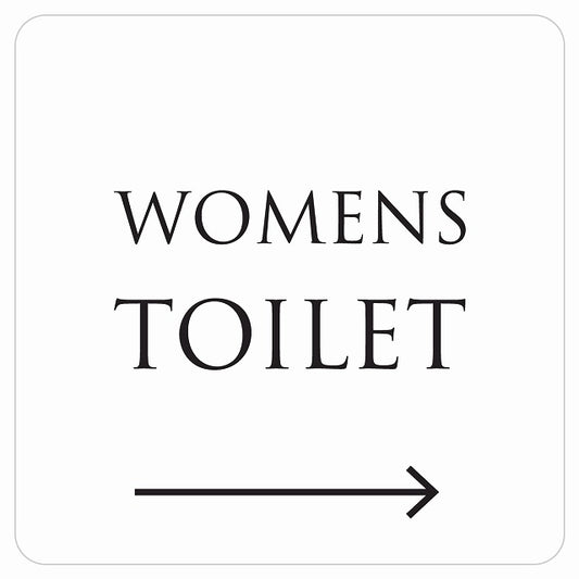 トイレ 御手洗 TOILET トイレマーク ホワイト ブラック WOMENS 右 文字タイプ ステッカー 正方形 シール サインステッカー 案内表示 施設用 ピクトサイン ピクトグラム 選べるサイズ