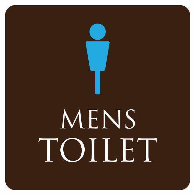 トイレ 御手洗 TOILET トイレマーク ブラウン＆カラー MENS ステッカー 正方形 シール サインステッカー 案内表示 施設用 ピクトサイン ピクトグラム 選べるサイズ