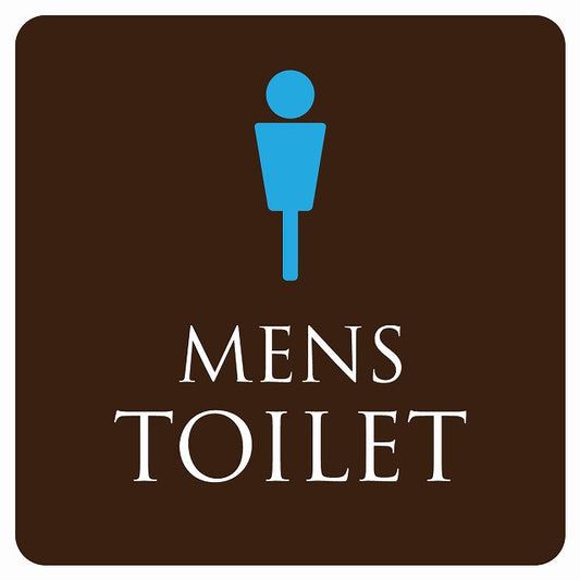 トイレ 御手洗 TOILET トイレマーク ブラウン＆カラー MENS ステッカー 正方形 シール サインステッカー 案内表示 施設用 ピクトサイン ピクトグラム 選べるサイズ