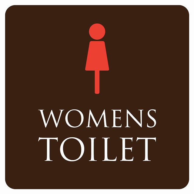 トイレ 御手洗 TOILET トイレマーク ブラウン＆カラー WOMENS ステッカー 正方形 シール サインステッカー 案内表示 施設用 ピクトサイン ピクトグラム 選べるサイズ