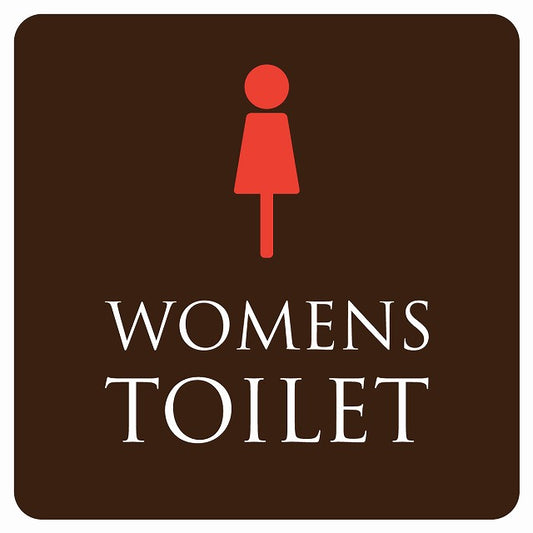 トイレ 御手洗 TOILET トイレマーク ブラウン＆カラー WOMENS ステッカー 正方形 シール サインステッカー 案内表示 施設用 ピクトサイン ピクトグラム 選べるサイズ
