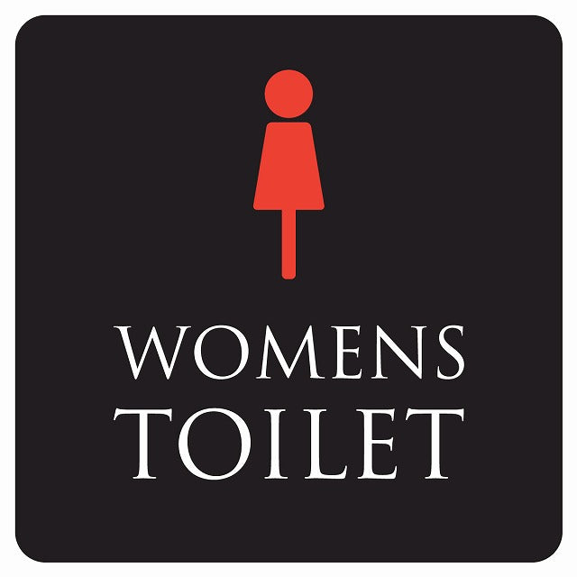 トイレ 御手洗 TOILET トイレマーク ブラック＆カラー WOMENS ステッカー 正方形 シール サインステッカー 案内表示 施設用 ピクトサイン ピクトグラム 選べるサイズ