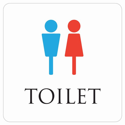 トイレ 御手洗 TOILET トイレマーク ホワイト＆カラー 男女マーク ステッカー 正方形 シール サインステッカー 案内表示 施設用 ピクトサイン ピクトグラム 選べるサイズ