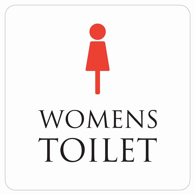 トイレ 御手洗 TOILET トイレマーク ホワイト＆カラー WOMENS ステッカー 正方形 シール サインステッカー 案内表示 施設用 ピクトサイン ピクトグラム 選べるサイズ