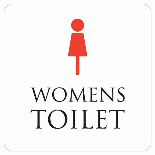 トイレ 御手洗 TOILET トイレマーク ホワイト＆カラー WOMENS ステッカー 正方形 シール サインステッカー 案内表示 施設用 ピクトサイン ピクトグラム 選べるサイズ